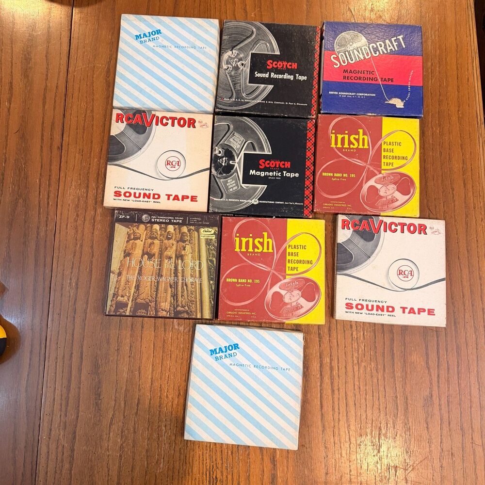 Vintage Reel to Reel Tape Lot of 10 Scotch RCA Irish Soundcraft Untested